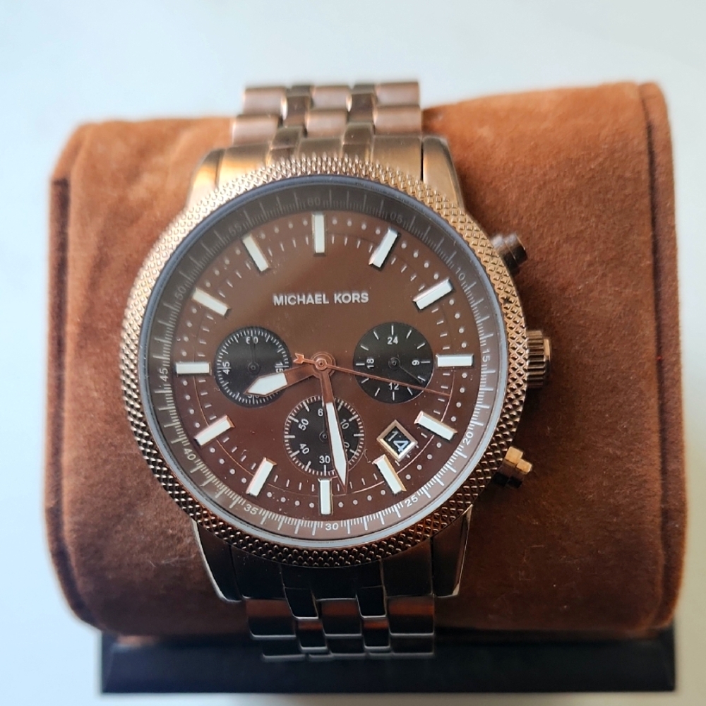 Michael Kors Chocolate Brown Chronograph Watch NWOT